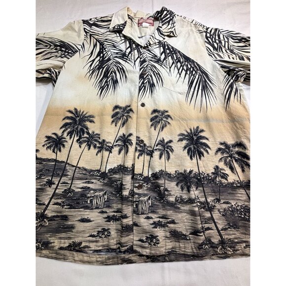 RJC Hawaiian Shirt 2XL Camp Palm Tree Sunset Print 100% Cotton Made In USA - Picture 2 of 10